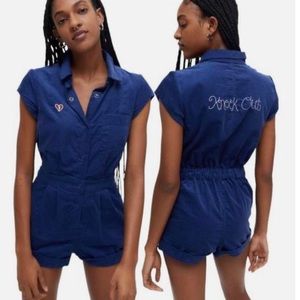 Urban Outiftters Corduroy Navy Knock Out  Romper (L)